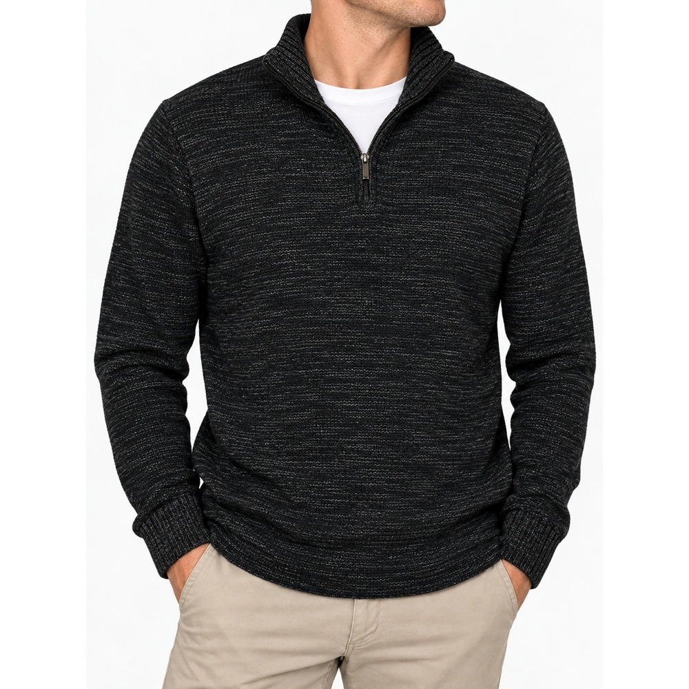 Columbia Mens XL Quarter Zip Sweater Charcoal Gray Space Dye Knit Pullover XL